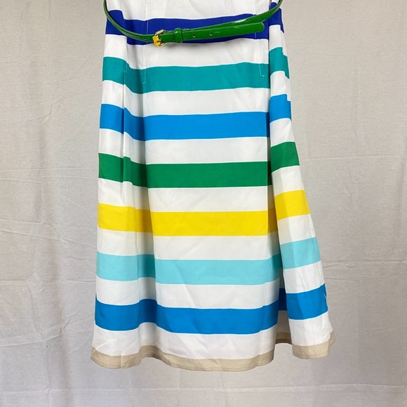 Calvin Klein Women's Multi Colour A-Line Dress With Green Belt - Picture 3 of 15